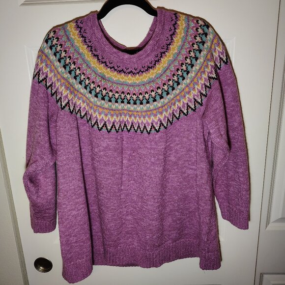 CJ Banks Fair Isle Sweater Argyle Nordic Print Pink Blue Lot of 2 Womens 2X Cozy - Picture 3 of 11